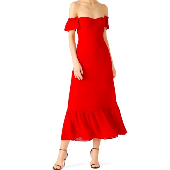 Reformation Butterfly Dress in Cherry Red - Picture 5 of 14